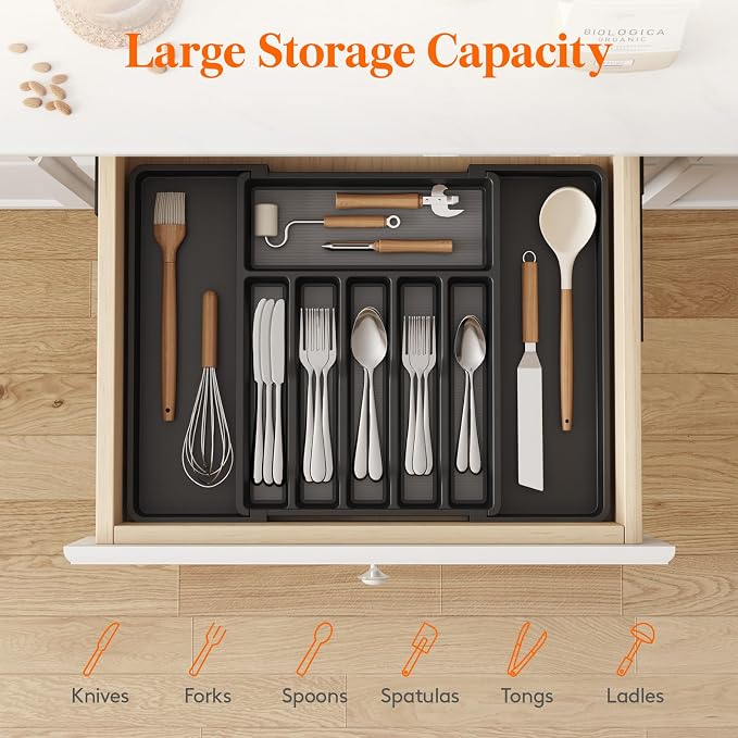 Lifewit Silverware Drawer Organizer, Expandable Utensil Tray - Image 4