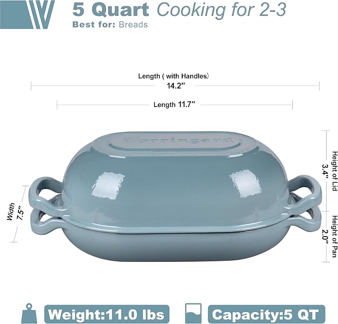 VORRINGARD Enameled Cast Iron Sourdough Bread Oven, Dutch Oven, Loaf Cast Iron - Image 2