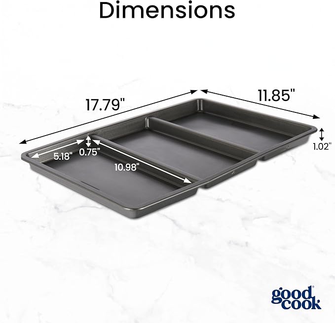 GoodCook Divided Baking Sheet Premium Carbon Steel Nonstick Pan, 11 x 17-Inch - Image 2