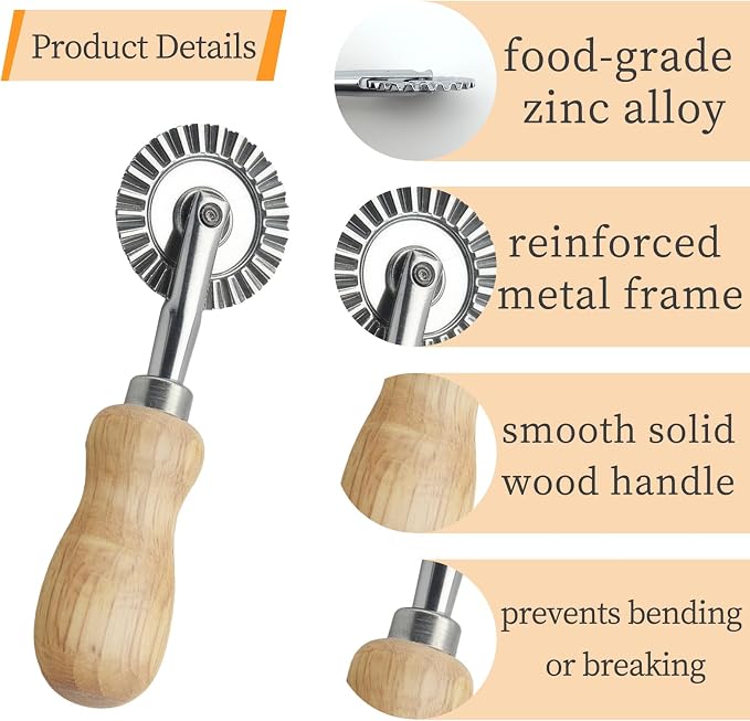 Fluted Pastry Wheel Cutter, 1.5 Inch Pasta Cutter Wheel - Image 3