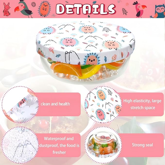Patelai 10 Pcs Bowl Covers Reusable in 5 Size Stretch Cloth Fabric Elastic Food - Image 4