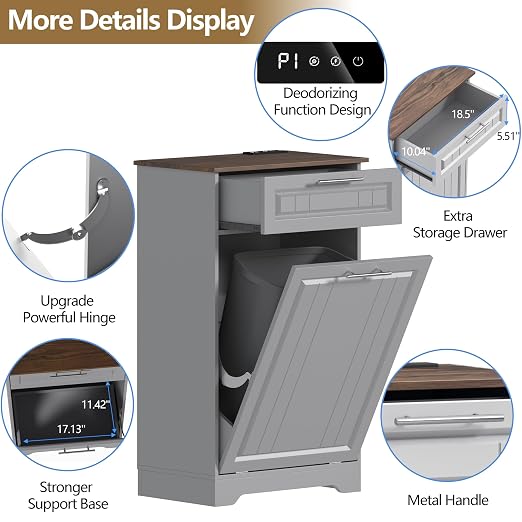 Single 10 Gallon Tilt Out Trash Can Cabinet - Image 6