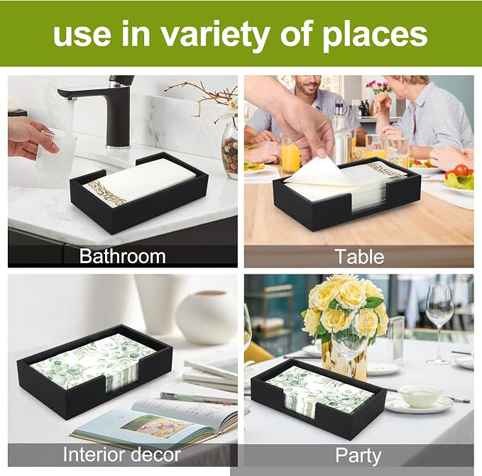 Black Wooden Napkin Holder Guest Towels Holder Flat Bathroom Napkins Holder - Image 4