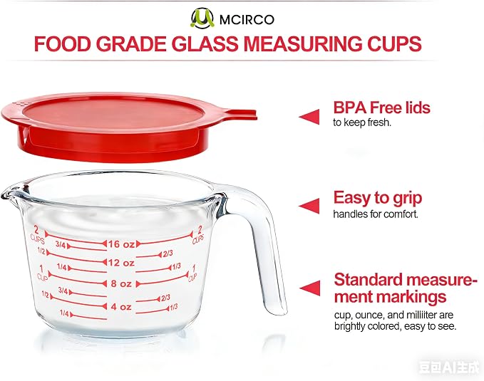 M MCIRCO 6 Pcs Glass Measuring Cups - Image 3