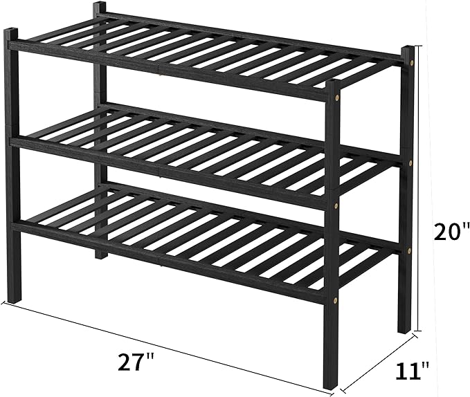 ROMGUAR CRAFT 3 Tier Bamboo Shoe Rack - Image 3