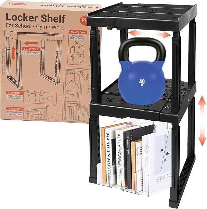 Piffny Locker Organizer Shelf, Adjustable Width and Height, 2 Pack, Ideal by Piffny