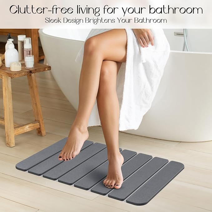 Diatomaceous Earth Stone Bath Mat Non-Slip, Foldable Stone Bath Mats - Image 9