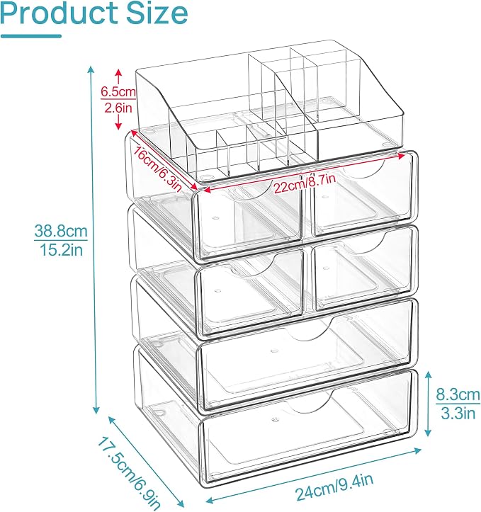 Vtopmart 5 Tier Clear Makeup Organizer - Image 3