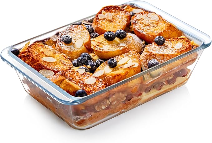 NUTRIUPS 1.4QT Rectangular Deep Glass Baking Dish, Glass Baking Pan by NUTRIUPS
