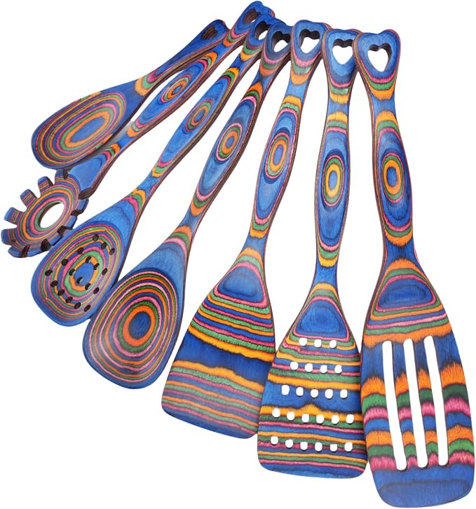 Gudamaye Pakkawood Wooden Cooking Utensils Set 7-Piece-Wooden Spoons by Gudamaye-WoodenUtensilsSets
