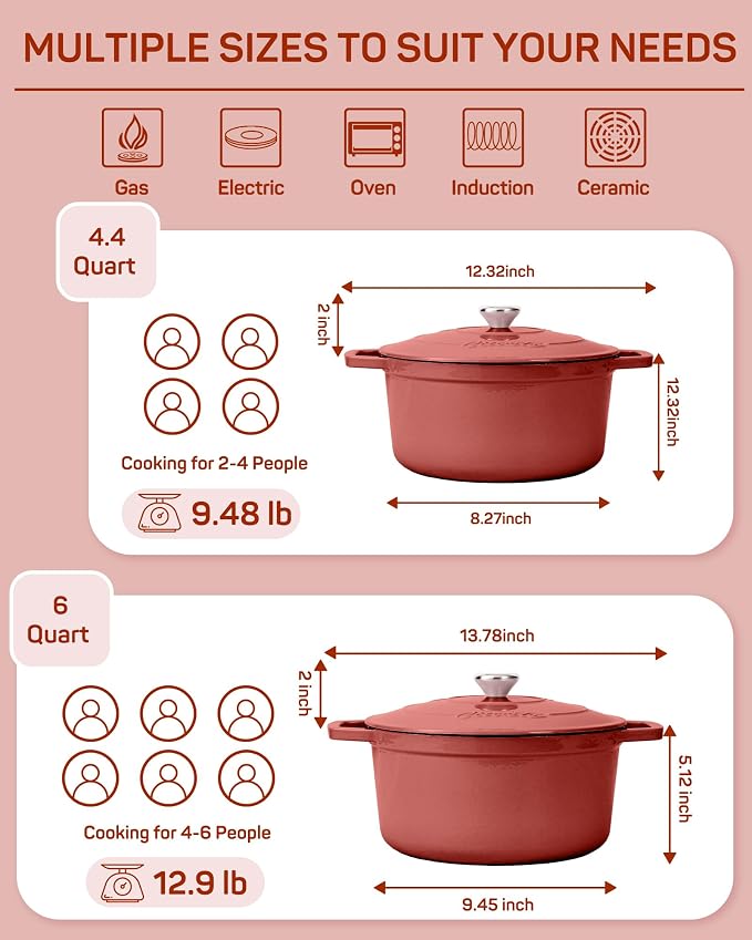 Ciwete Enameled Cast Iron Dutch Oven – 6 Quart Pot - Image 6