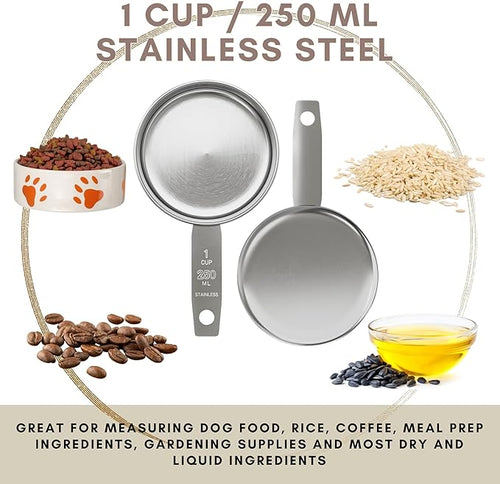 1 Cup Stainless Steel Measuring Cup | Sturdy Metal 250 ml | 240 cc | 8 oz | - Image 2