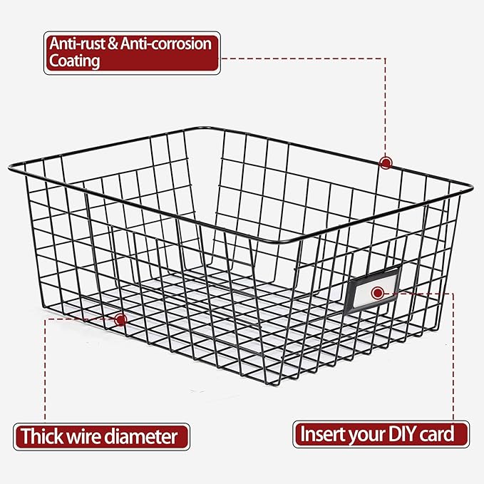 6 Pack Wire Baskets for Pantry Organization and Storage, Kitchen Organizer - Image 3