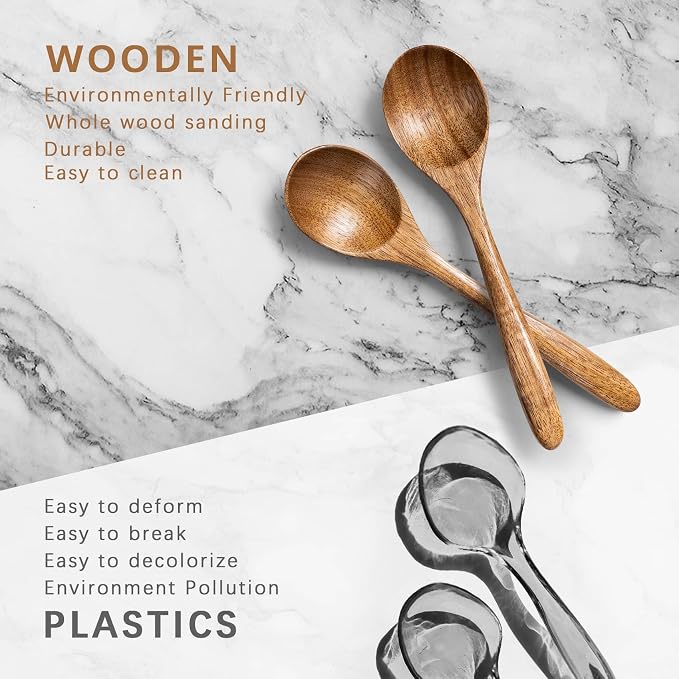 2 PCS Wooden Spoons for Honey, 6.7 inch Small Wooden Spoons - Image 3
