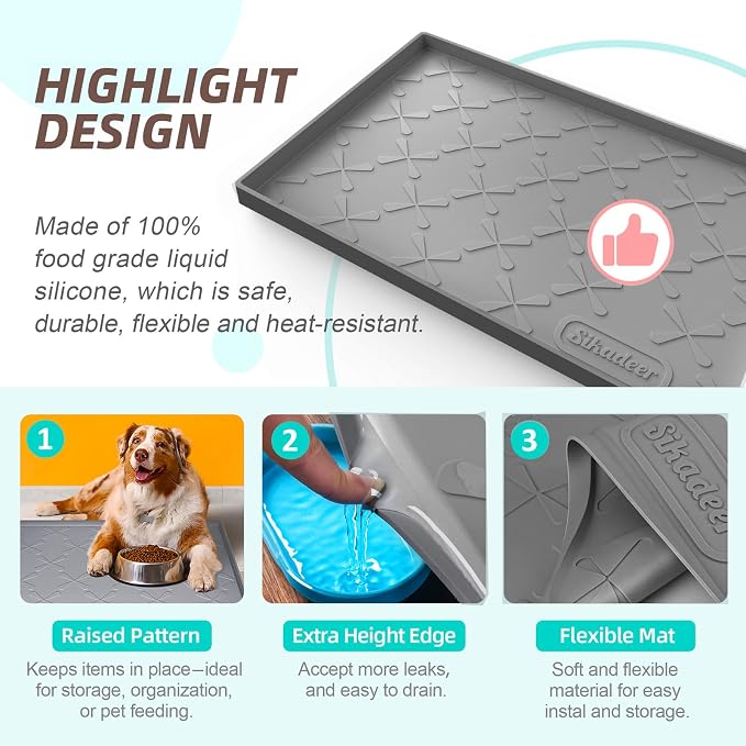 SIKADEER 19" x 19" Under Sink Mat Waterproof, Silicone Mat Kitchen Drawer Shelf - Image 2
