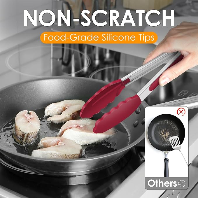 HOTEC Premium Stainless Steel Locking Kitchen Tongs - Image 3