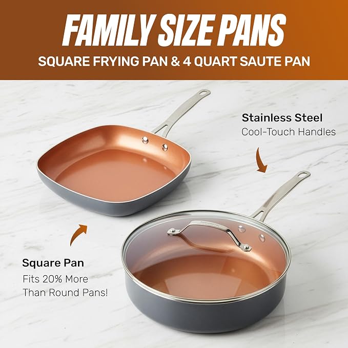GOTHAM STEEL 20 Pc Ceramic Cookware Set, Copper Pots and Pans Set Non Stick - Image 5