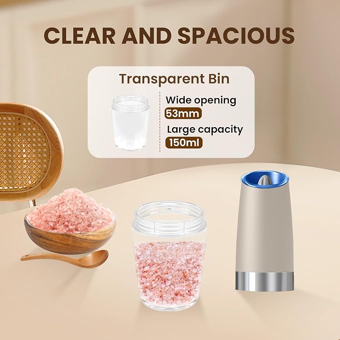 Gravity Electric Salt And Pepper Grinder Set, Automatic Salt And Pepper Grinder - Image 5