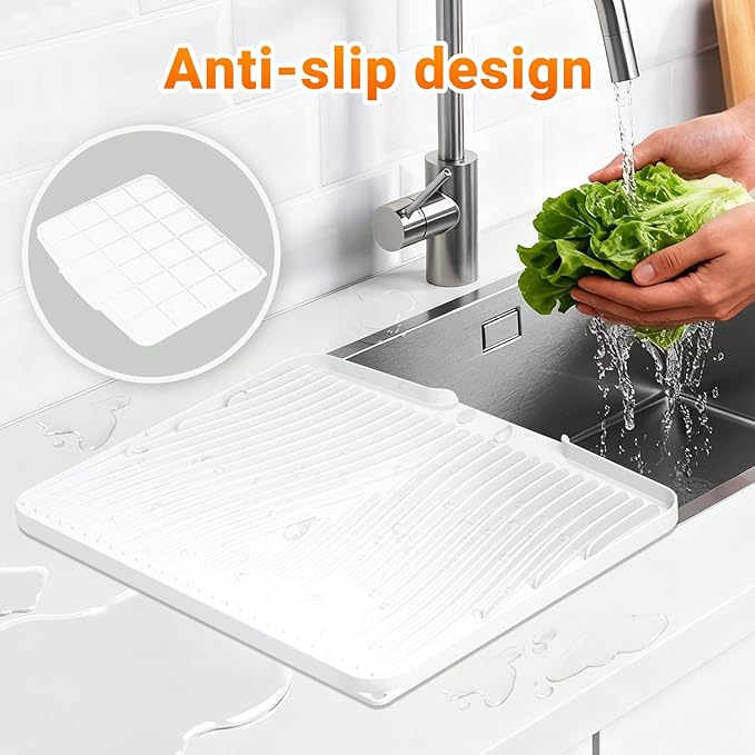 Silicone Dish Drying Mat for Kitchen Counter, Dish Drying Pad, Non-Slip Drain - Image 3
