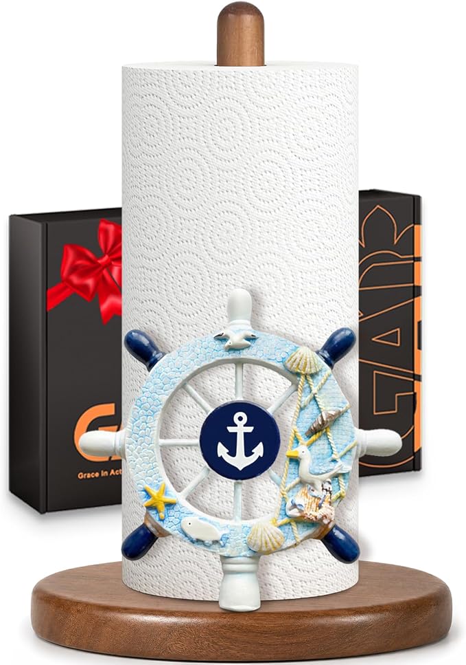 Ship's Rudder Paper Towel Holder, Nautical Coastal Beach Ocean Decor by Unknown