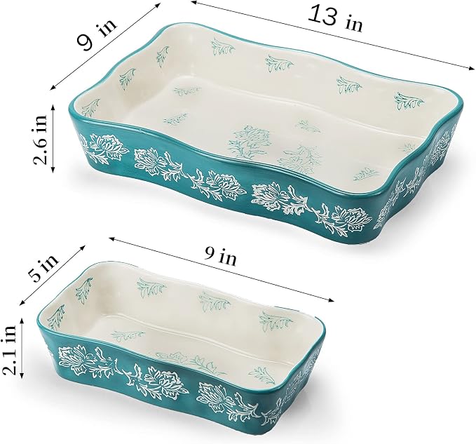 Baking Dish Casserole Dish Ceramic Lasagna Pan 2-Pcs Bakeware Sets Baking - Image 2