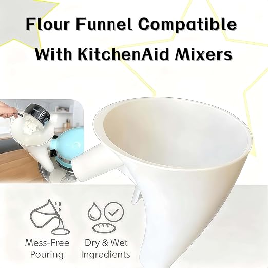 Flour Funnel for KitchenAid Mixer 5 Qt, Anti-Splash Attachment for Tilt-Head - Image 2