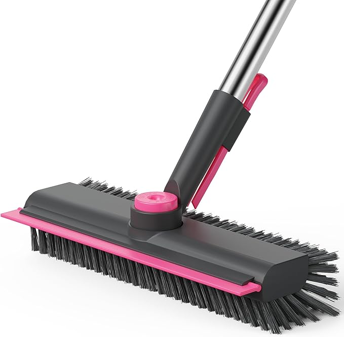 AIR U+ Floor Scrub Brush with Long Handle, 3 in 1 Scrape and Heavy-Duty Stiff by AIRU