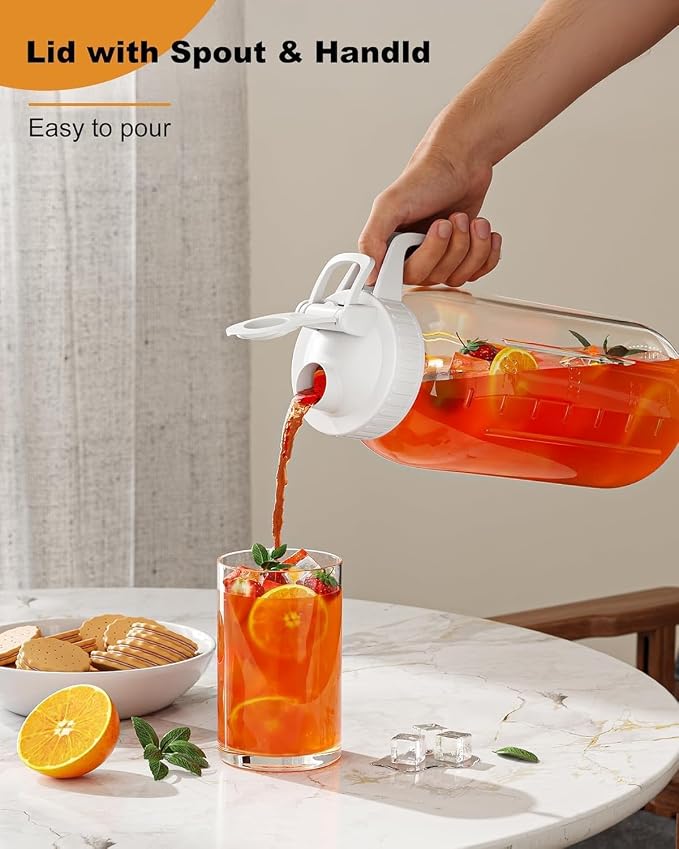 64oz Glass Pitcher, 2 Quart Mason Jar Pitcher - Image 3
