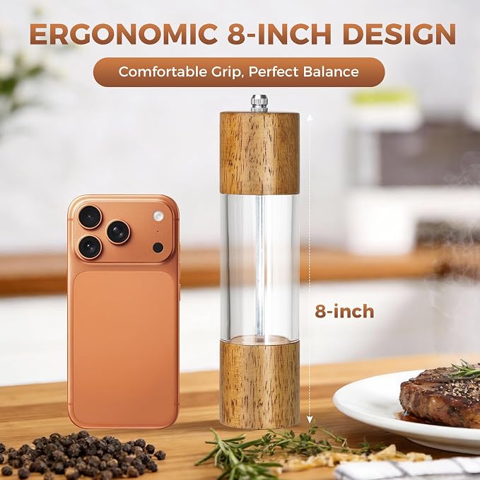 2-Pack Wooden Salt and Pepper Grinder Set - Image 6
