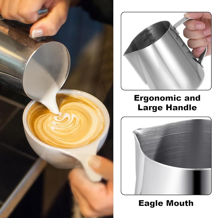 Milk Frothing Pitcher, Milk Steaming Frother Cup, Barista Cappuccino Latte Art - Image 3