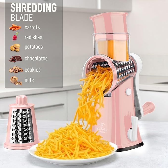 Zulay Kitchen Rotary Cheese Grater 5 Blade Cheese Shredder - Image 3