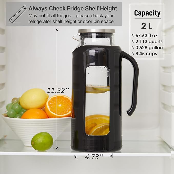 Delove Glass Pitcher with Lid & Shatterproof Shell – Heat-Resistant - Image 6