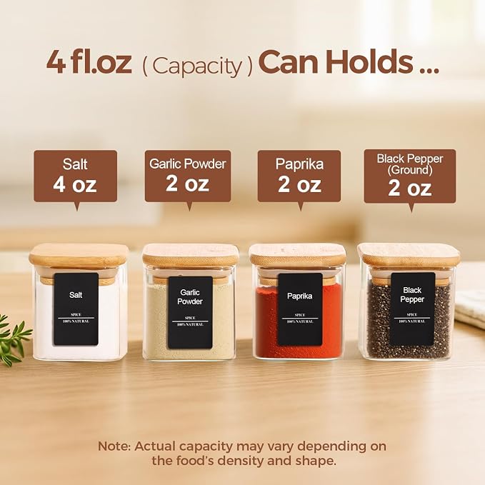 ComSaf Spice Jars with Labels 4 oz 6Pack, Small Spice Containers Starter Set - Image 2
