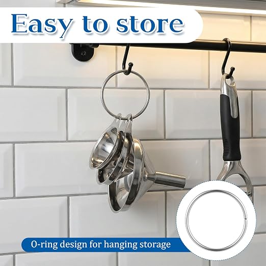 Stainless Steel Funnel, Large Medium Small Kitchen Funnel Set of 3 Metal - Image 5