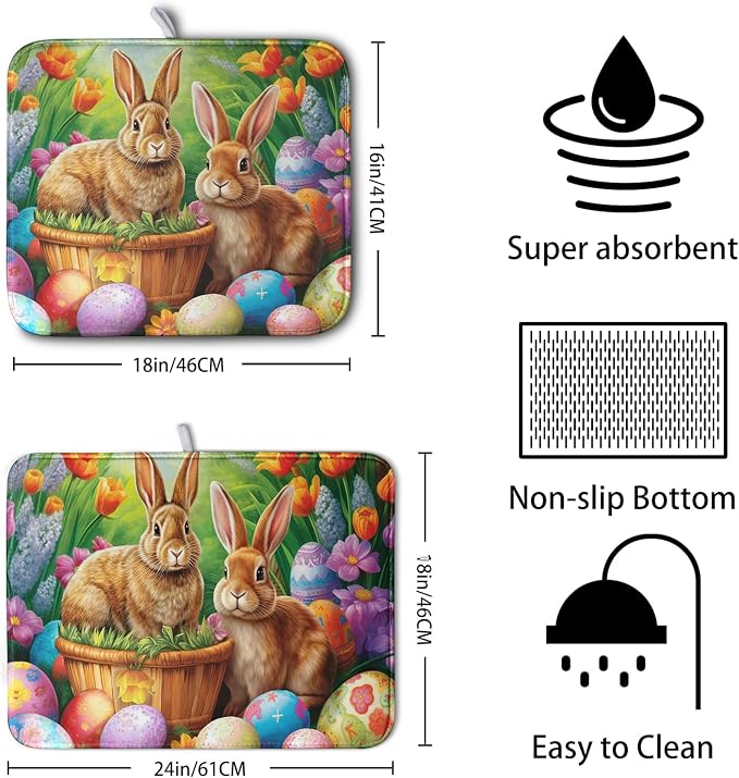 Easter Bunny Eggs Dish Drying Mat - Image 2