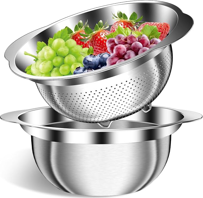 Colander, Strainer Bowl, Stainless Steel Colander, Rice Washing Bowl, Pasta by STOCKPOT
