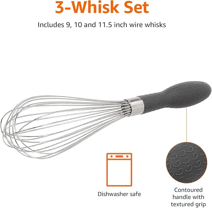 Amazon Basics Stainless Steel Wire Whisk Set - Image 5