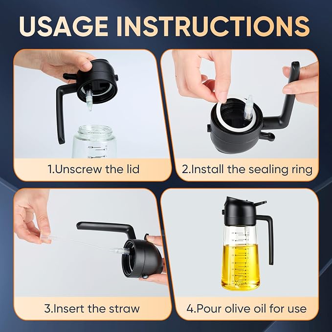 Olive Oil Sprayer for Cooking – 2 in 1 Olive Oil Dispenser Bottle for - Image 6