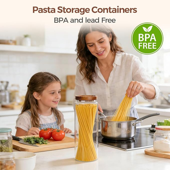 ComSaf 3Pcs Airtight Glass Pasta Storage Containers - Image 2