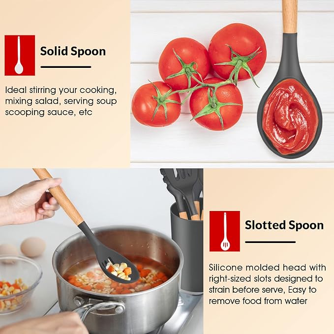 E-far Cooking Utensils Set of 6, Silicone Kitchen Utensils - Image 7