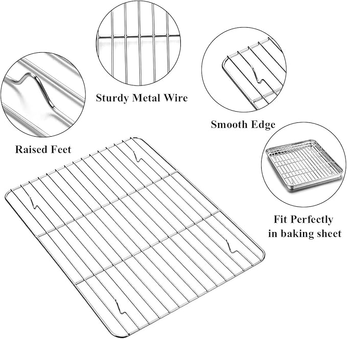 Wildone Baking Sheet with Rack Set, Stainless Steel Cookie Pan baking Tray with - Image 3