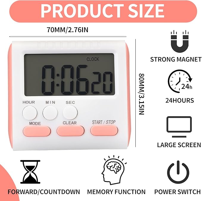 Mudder 12 Pack Digital Kitchen Timer - Image 2