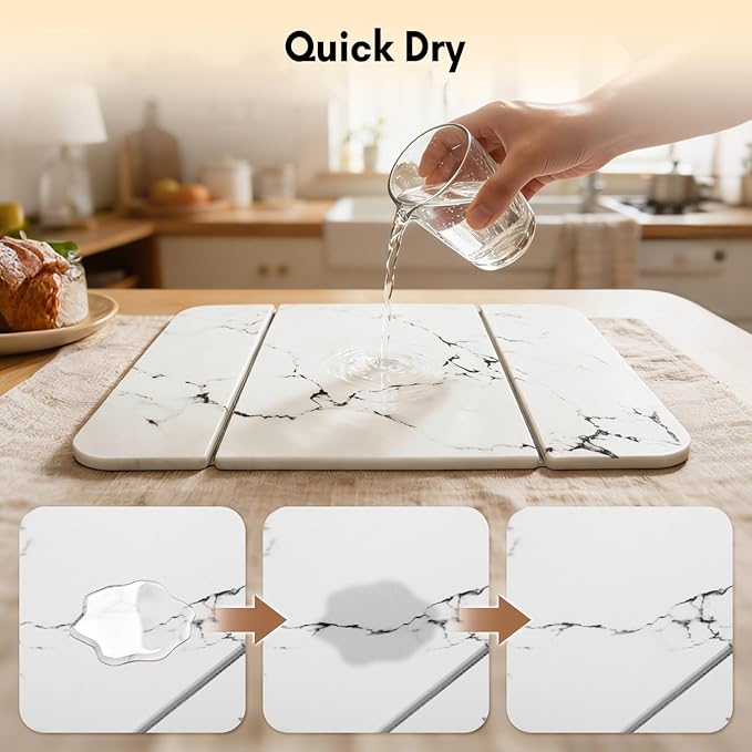 Stone Drying Mat for Kitchen Counter，Foldable Quick-Dry Dish Drying - Image 4