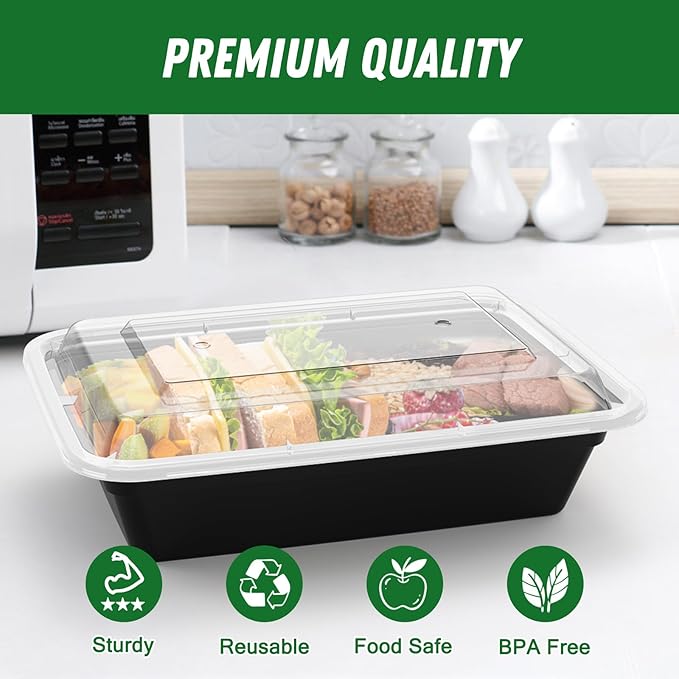 Dealusy 50 Pack 32 oz Meal Prep Containers Reusable - Image 3