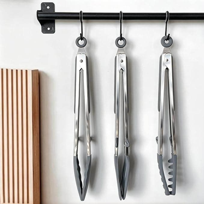 Tongs for Cooking, Food Grade Serving Tongs Set of 3 - Image 6