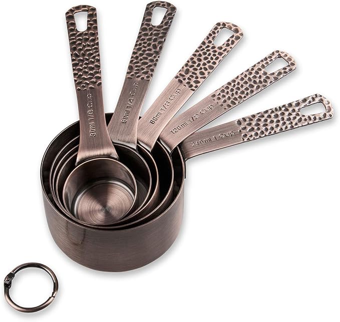 Copper Measuring Cups Set, Stainless Steel Measuring Cups, Copper Plated by Smithcraft