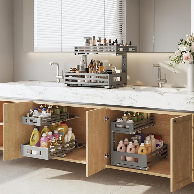 1-Pack Under Sink Organizers and Storage, 2-Tier L Shape Pull Out Cabinet - Image 5