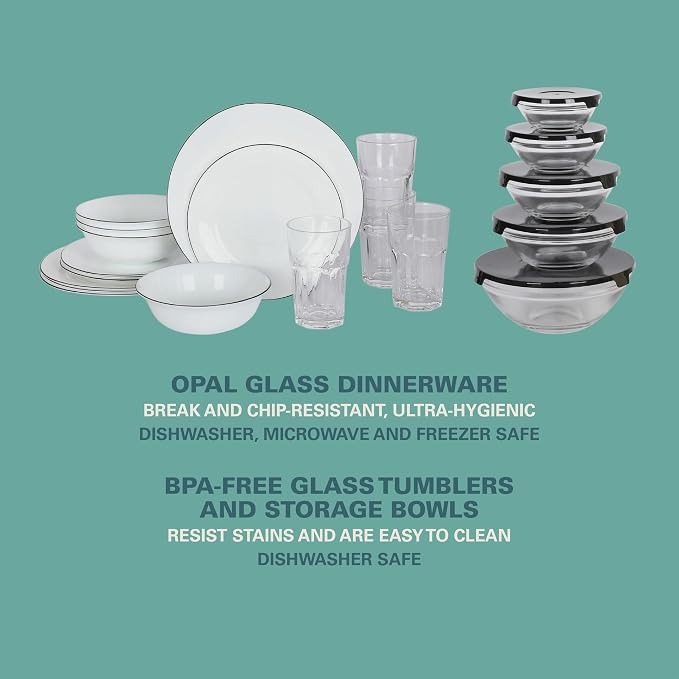 Gibson Home 74 Piece Kitchen in a Box Pots and Pans Cookware, Plates and Bowls - Image 8