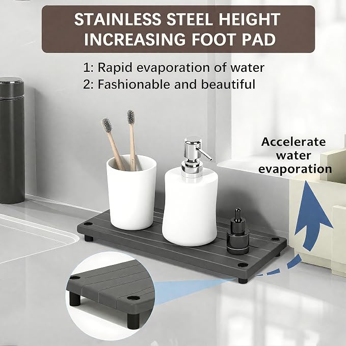 Quick Dry Sink Caddy Kitchen Sink Organizer, Water Absorbing Stone Tray - Image 3