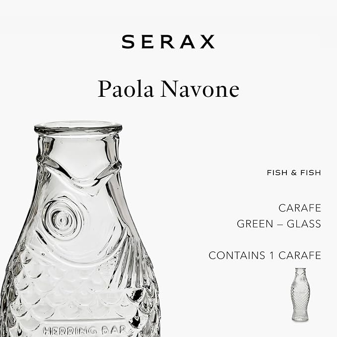 Serax Glass Water Pitcher | Fish & Fish glassware by Paola Navone | Wine Carafe - Image 3